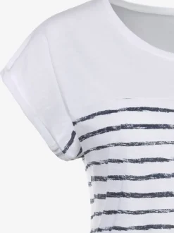T-shirts rayés à manches à bords francs en coton