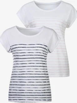 T-shirts rayés à manches à bords francs en coton