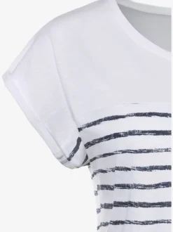 T-shirts rayés à ourlet droit en coton structuré