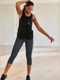 T-shirt technique à col rond et sans manches avec motif graphique