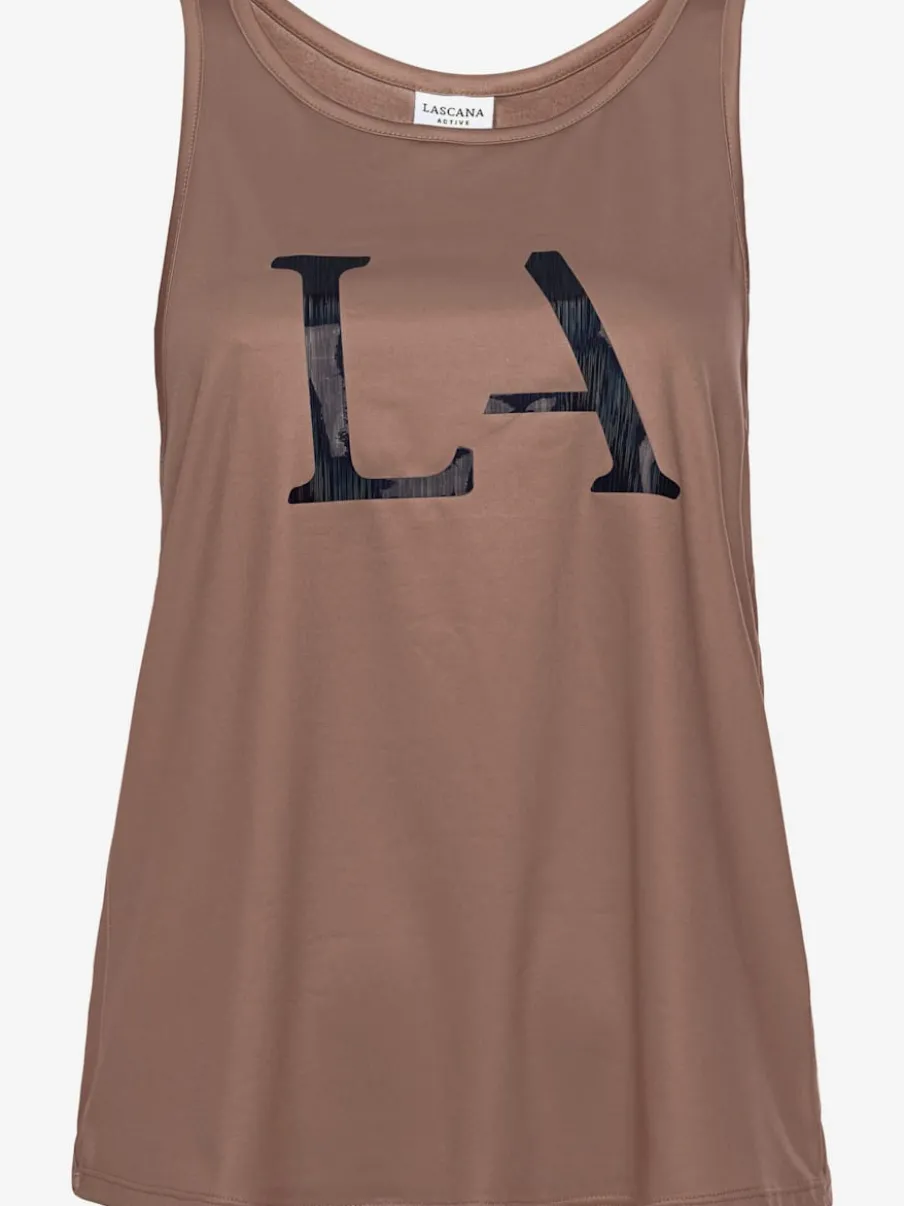 T-shirt technique à col rond et sans manches avec motif graphique