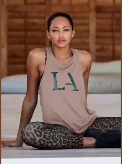 T-shirt technique à col rond et sans manches avec motif graphique