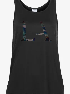 T-shirt technique à col rond et sans manches avec motif graphique