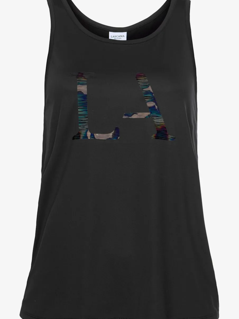T-shirt technique à col rond et sans manches avec motif graphique