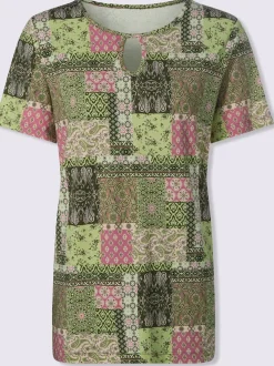 Tunique à col rond et manches courtes avec imprimé patchwork