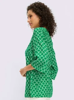 Tunique col V à manches trompette avec motif imprimé