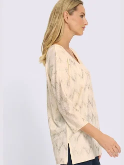 Tunique à encolure en V avec motifs géométriques et manches 3/4