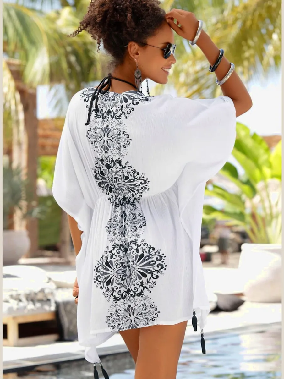 Tunique encolure en V dégageant avec imprimé floral et manches amples