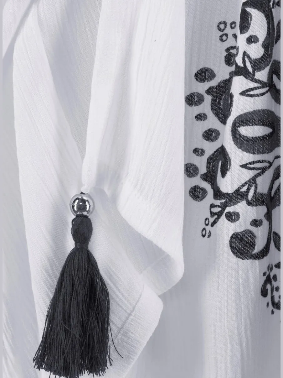 Tunique encolure en V dégageant avec imprimé floral et manches amples