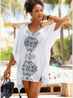 Tunique encolure en V dégageant avec imprimé floral et manches amples