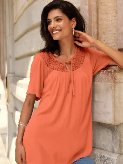 Tunique fluide avec encolure ronde et manches raglan