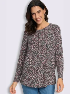 Tunique fluide à pois en viscose ECOVERO avec manches longues
