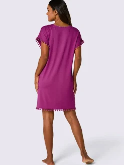 Tunique jersey avec col en V et bordures dentelle