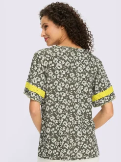Tunique à motifs floraux avec encolure ronde et manches évasées