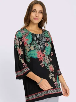 Tuniques avec encolure en V imprimé floral et fentes