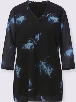 Tuniques en polyester recyclé avec encolure en V et manches transparentes