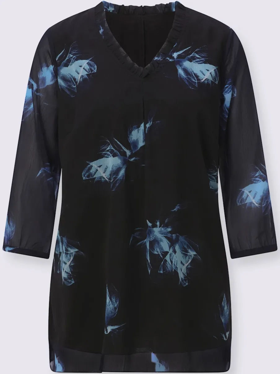Tuniques en polyester recyclé avec encolure en V et manches transparentes