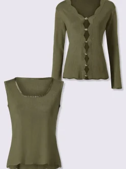 Twinset avec col V manches longues et boutons fantaisie