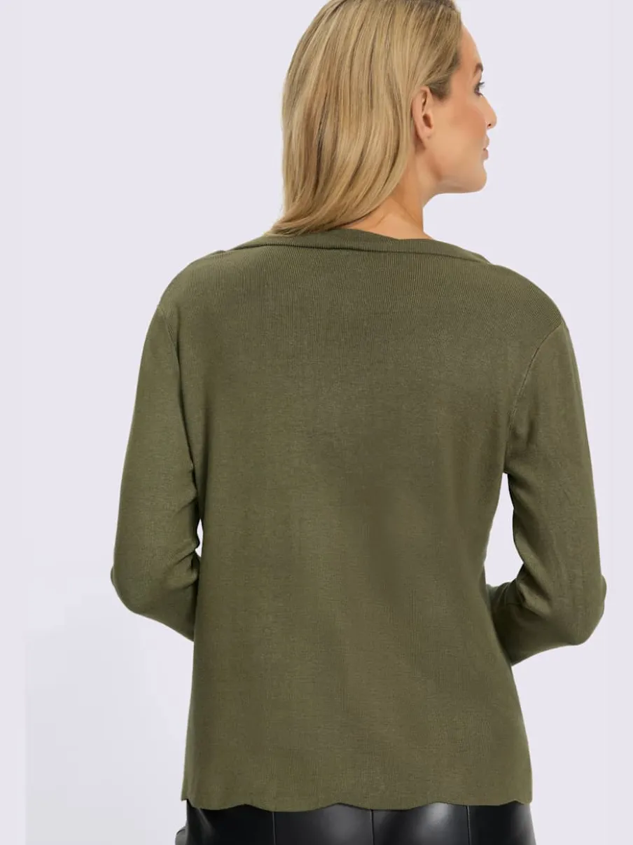 Twinset avec col V manches longues et boutons fantaisie