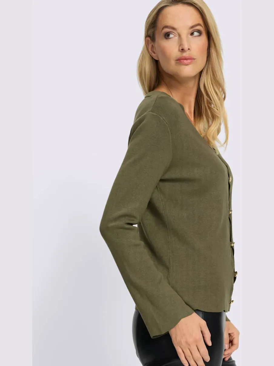Twinset avec col V manches longues et boutons fantaisie