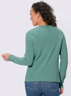 Twinset en coton avec veste à col V côtelé