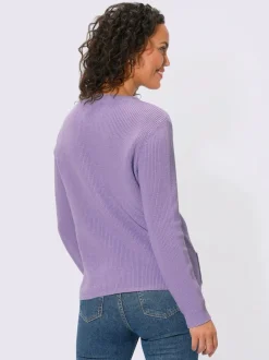Twinset en coton avec veste à col V côtelé