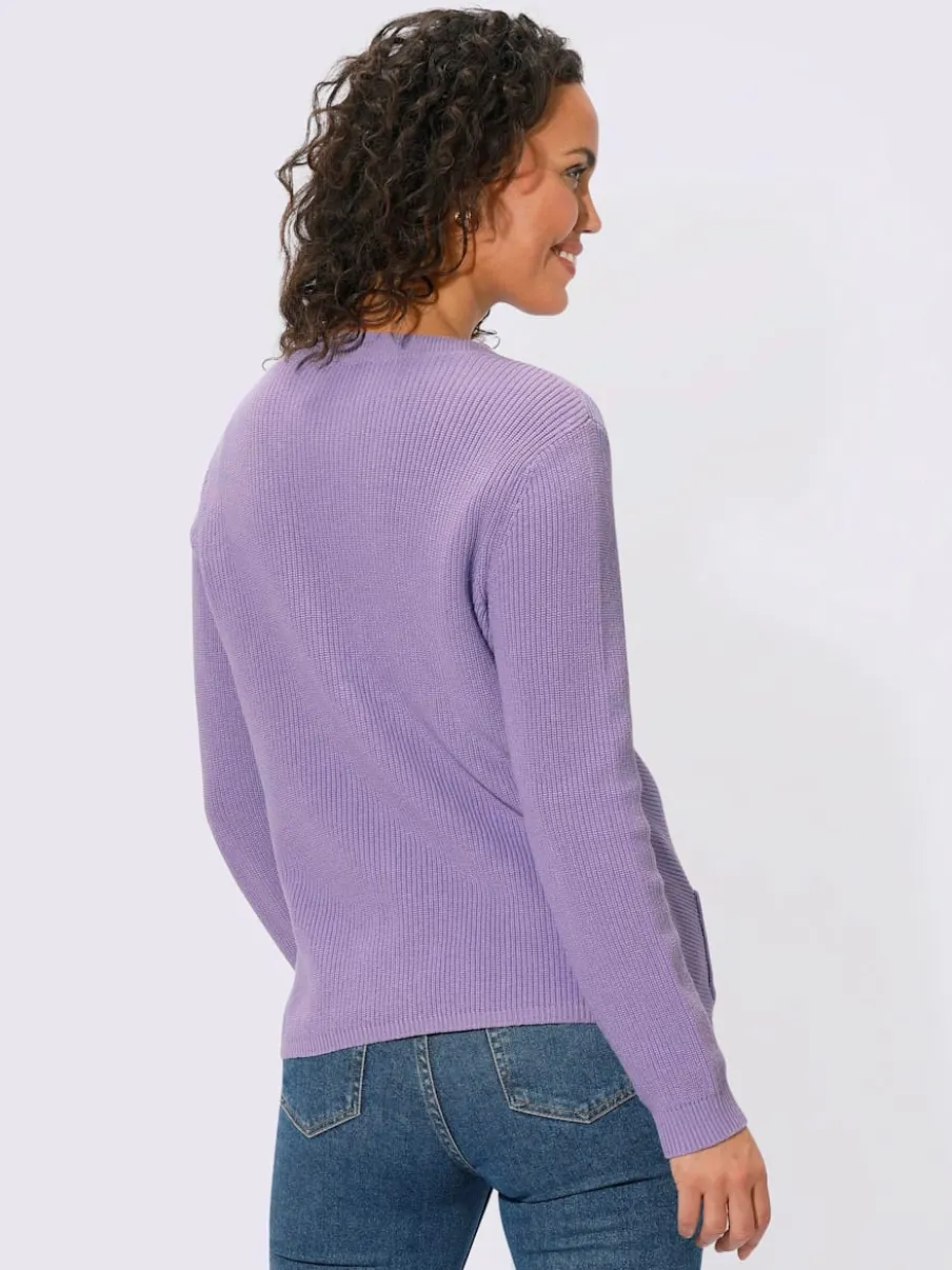 Twinset en coton avec veste à col V côtelé
