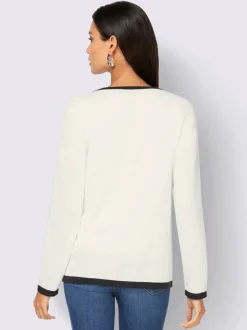 Twinsets en coton Pima avec col rond et manches longues