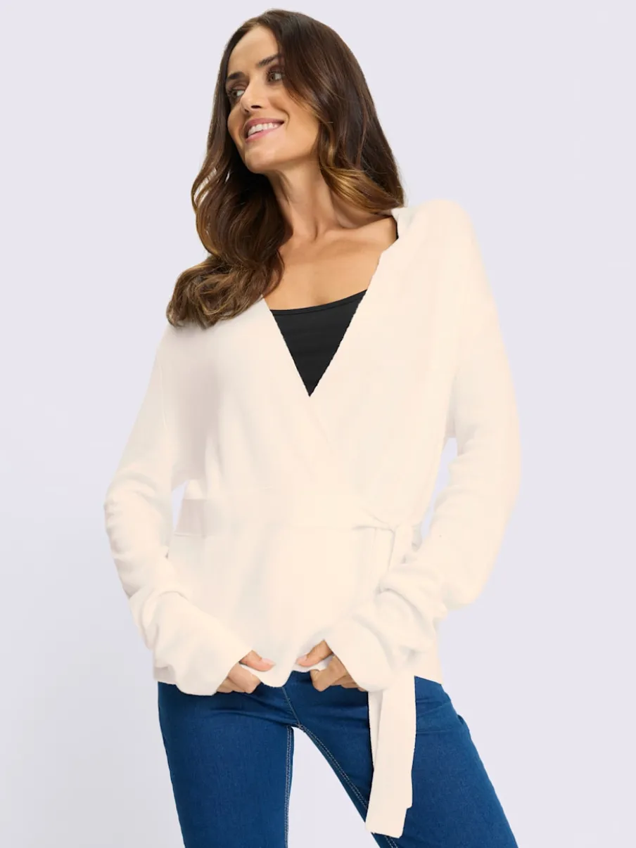 Veste cache-cœur en tricot col châle manches longues