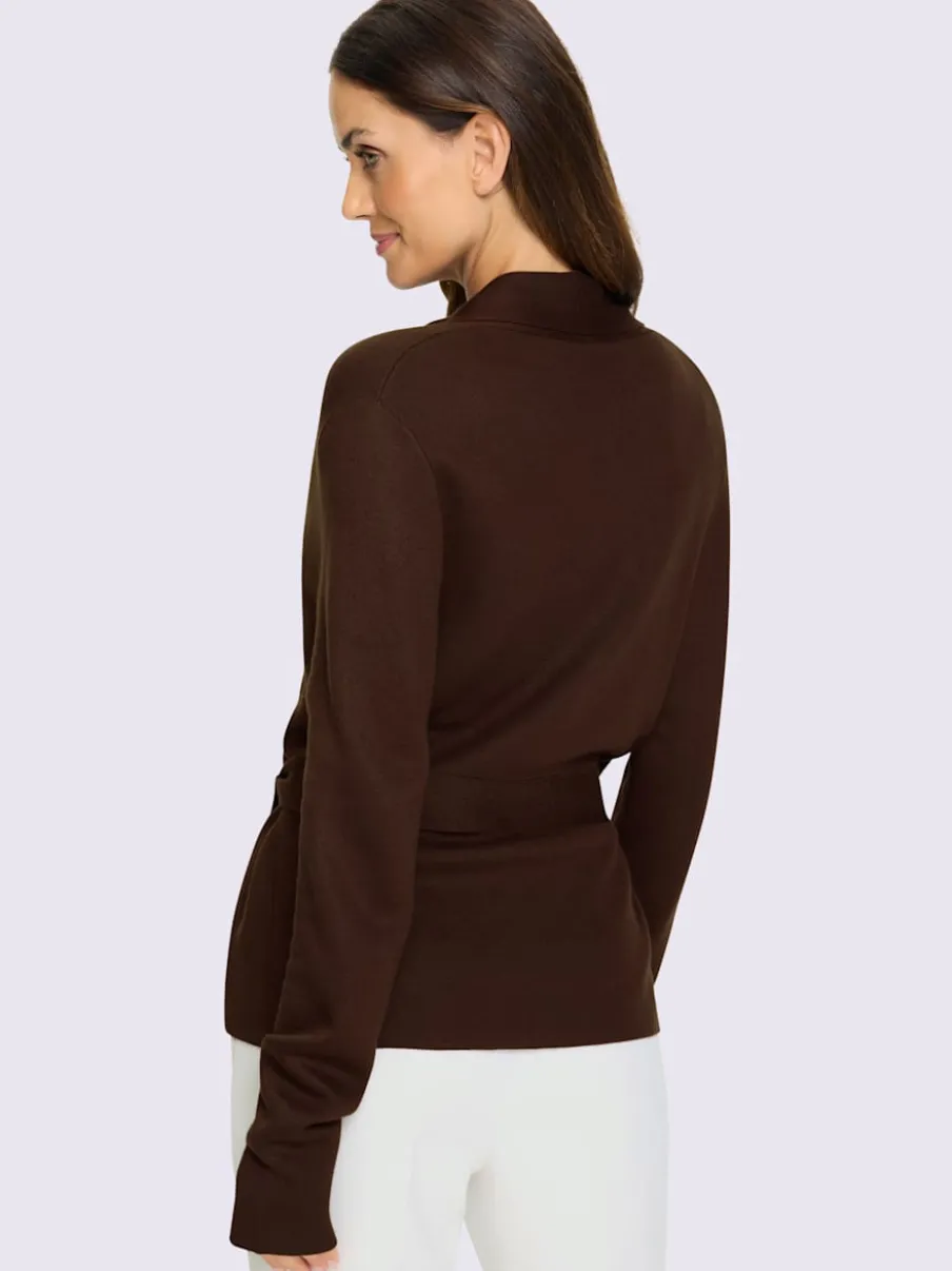 Veste cache-cœur en tricot col châle manches longues