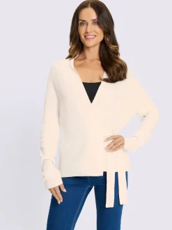 Veste cache-cœur en tricot col châle manches longues