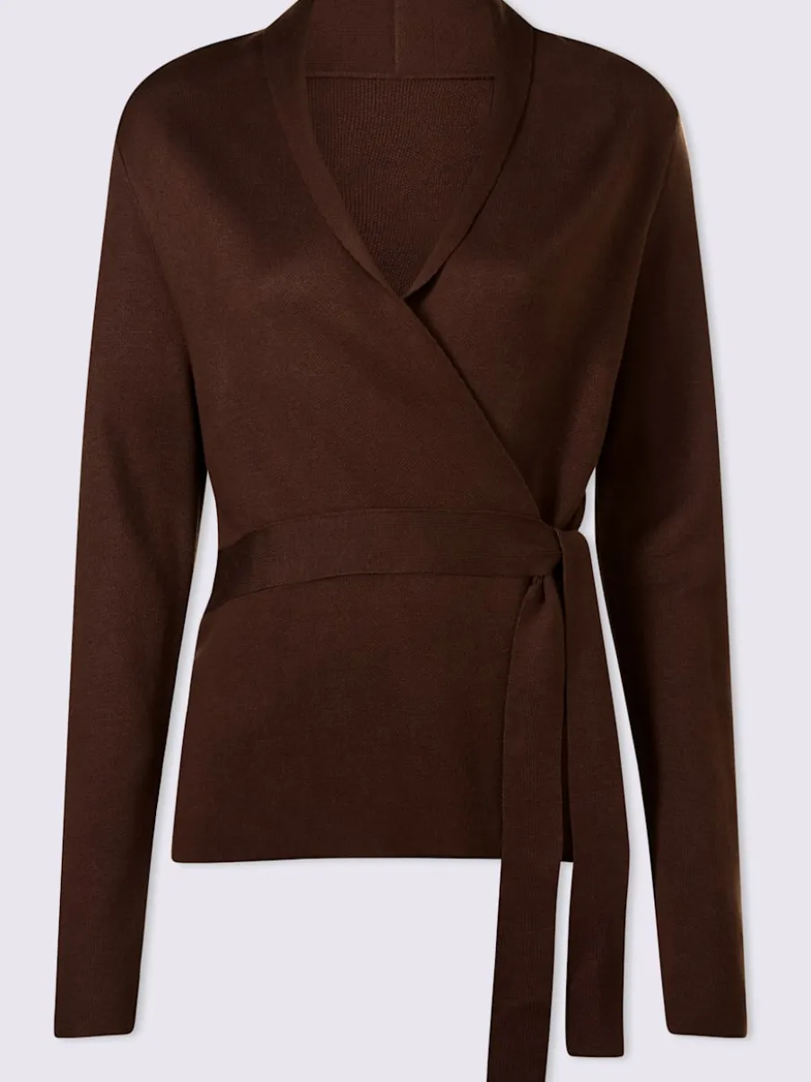 Veste cache-cœur en tricot col châle manches longues