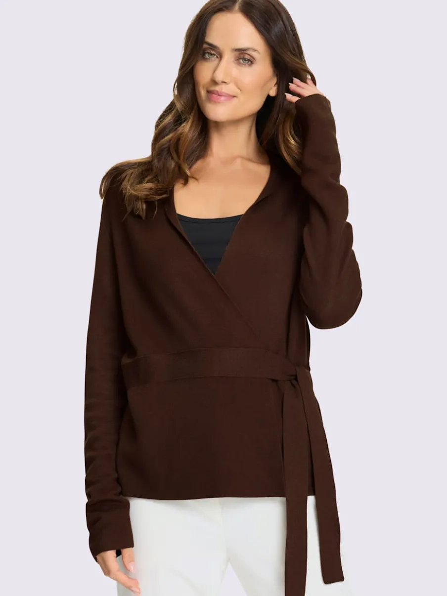 Veste cache-cœur en tricot col châle manches longues