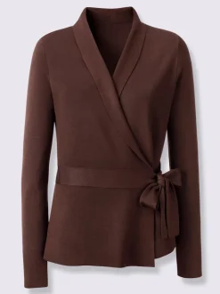 Veste cache-cœur en tricot col châle manches longues