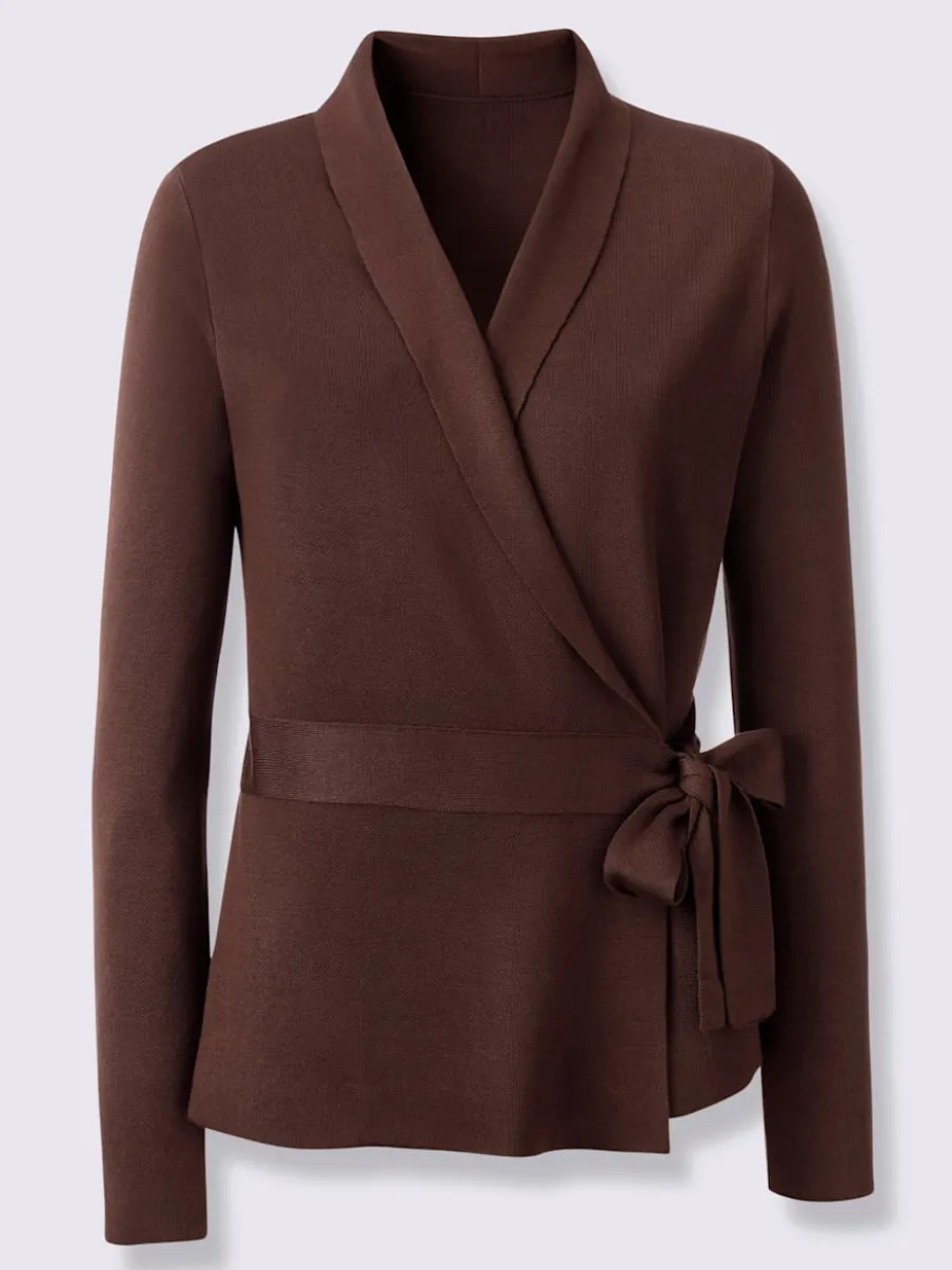 Veste cache-cœur en tricot col châle manches longues