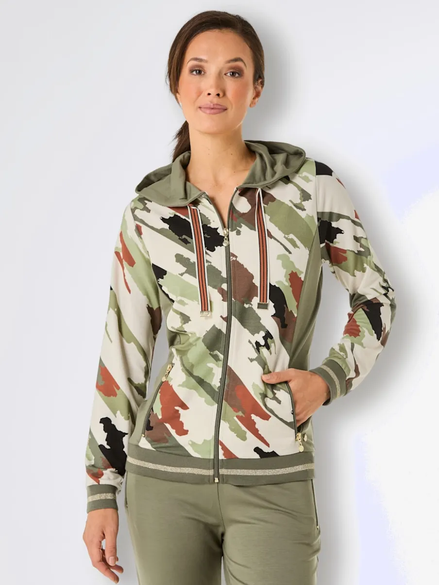 Veste à capuche avec motifs imprimés et poches zippées