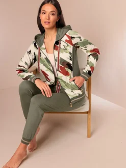 Veste à capuche avec motifs imprimés et poches zippées