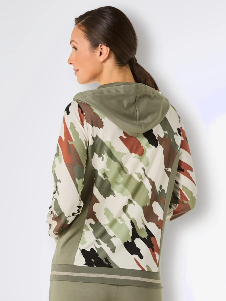 Veste à capuche avec motifs imprimés et poches zippées