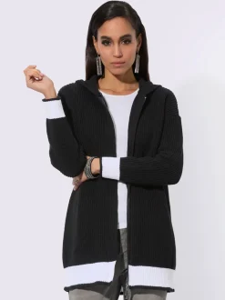 Veste à capuche en tricot avec rayures contrastées