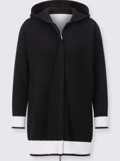 Veste à capuche en tricot avec rayures contrastées