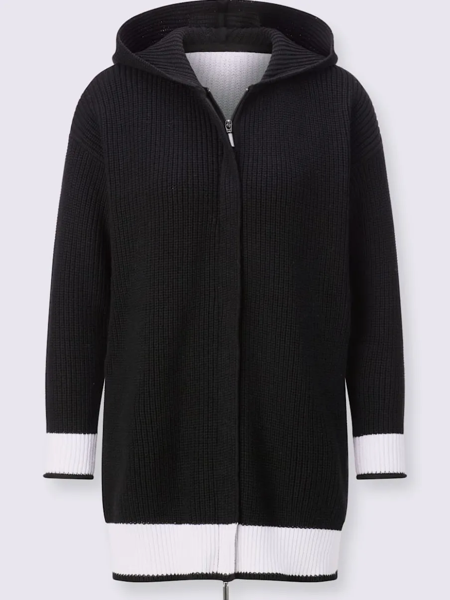 Veste à capuche en tricot avec rayures contrastées