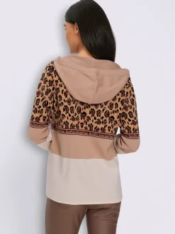Veste à capuche en tricot joli jacquard à l'aspect animal