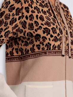 Veste à capuche en tricot joli jacquard à l'aspect animal