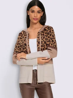 Veste à capuche en tricot joli jacquard à l'aspect animal