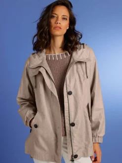 Veste à capuche en viscose et lin décontractée chic