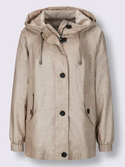 Veste à capuche en viscose et lin décontractée chic