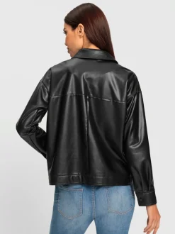 Veste chemisier en synthétique avec col chemise et poches