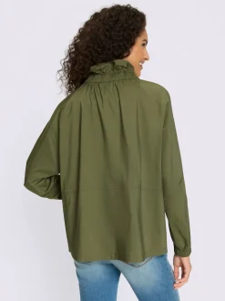 Veste chemisier léger à col montant et manches raglan