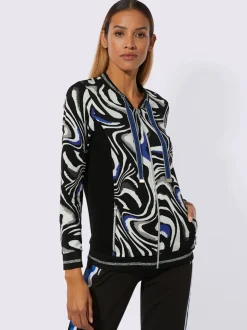 Veste à col blouson avec manches longues et motif graphique