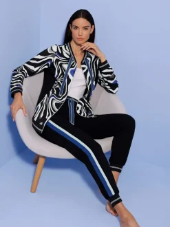 Veste à col blouson avec manches longues et motif graphique
